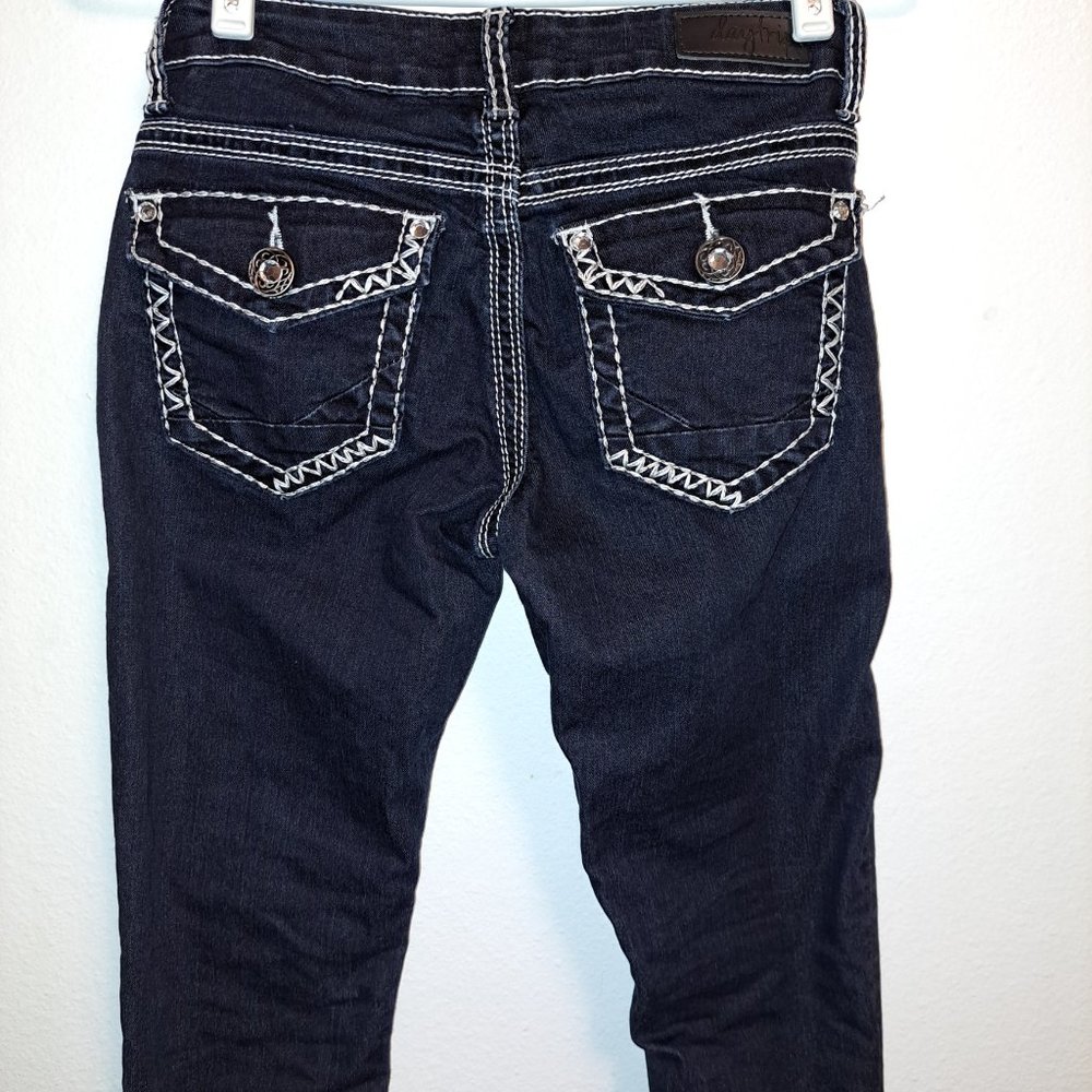 Daytrip By Buckle Lynx Skinny Jeans,Dark Wash W/Flap Pockets&Rhinestones 25 L